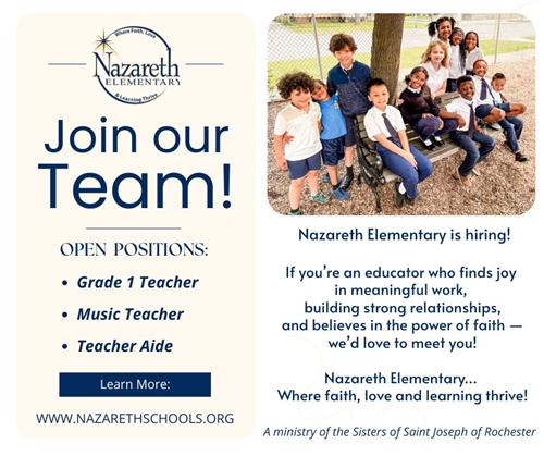  Nazareth Elementary is Hiring!